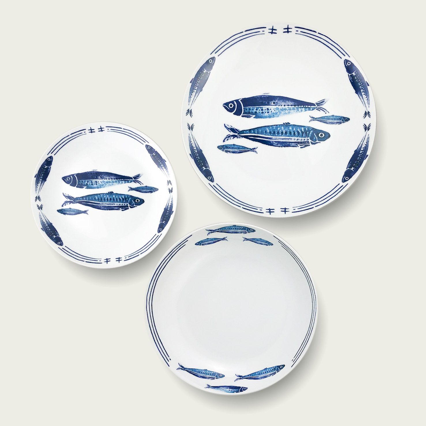 SET 18 PIATTI OCEAN LINE BLUE FISH