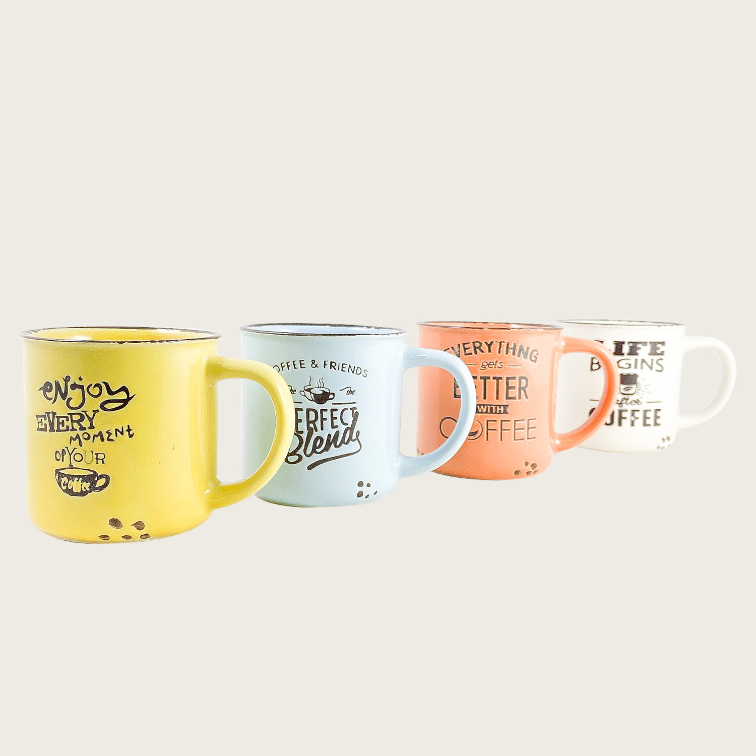 Set 4 tazzine caffe' in ceramica 10cl
