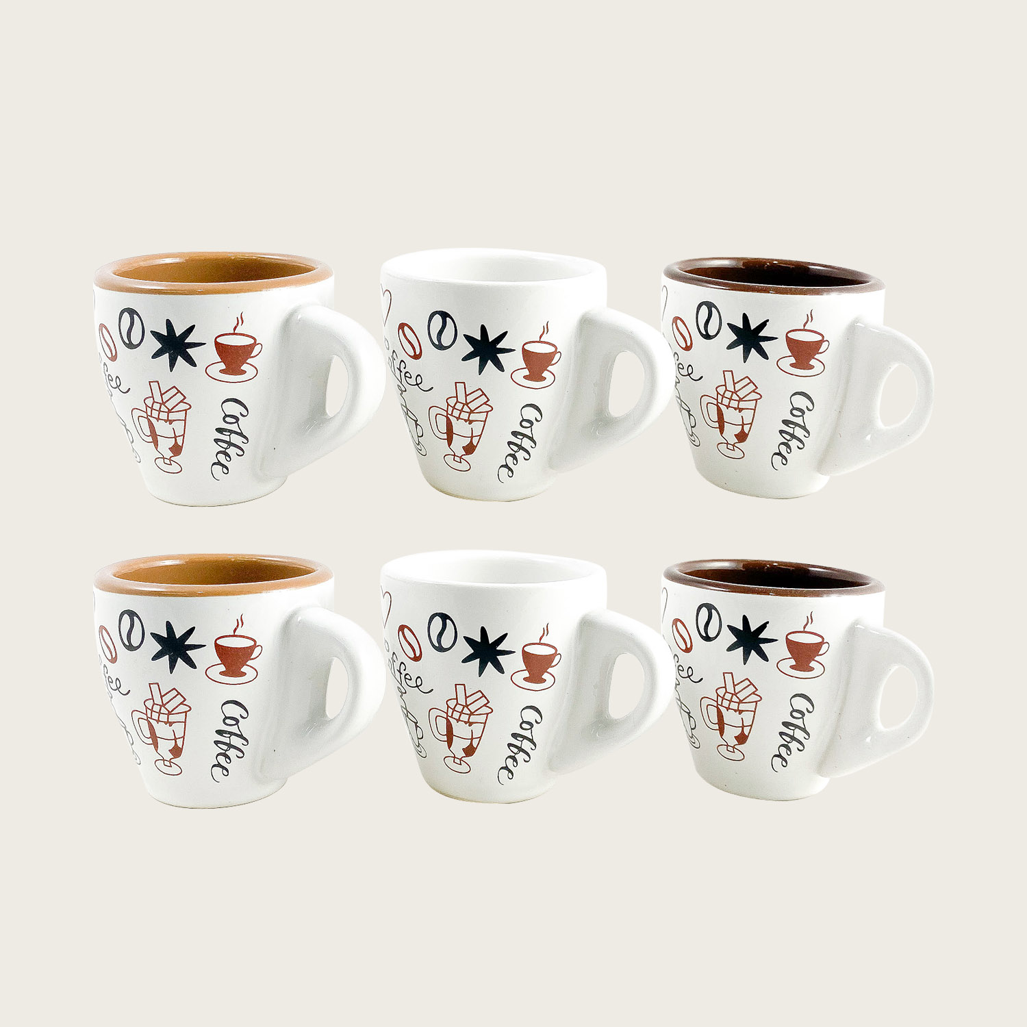 Set 6 Tazzine Da Caffe' In Ceramica Decorate - Arca Italy