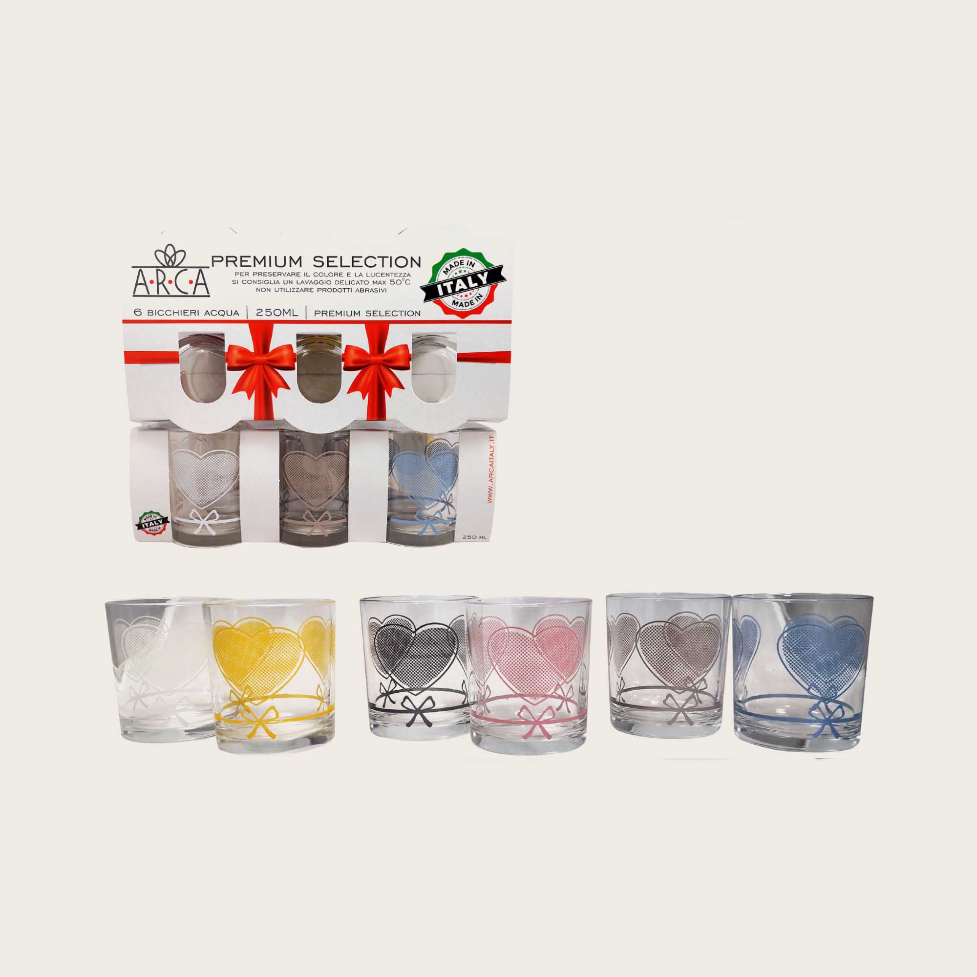 SET 6 BICCHIERI VETRO PREMIUM SELECTION CUORI