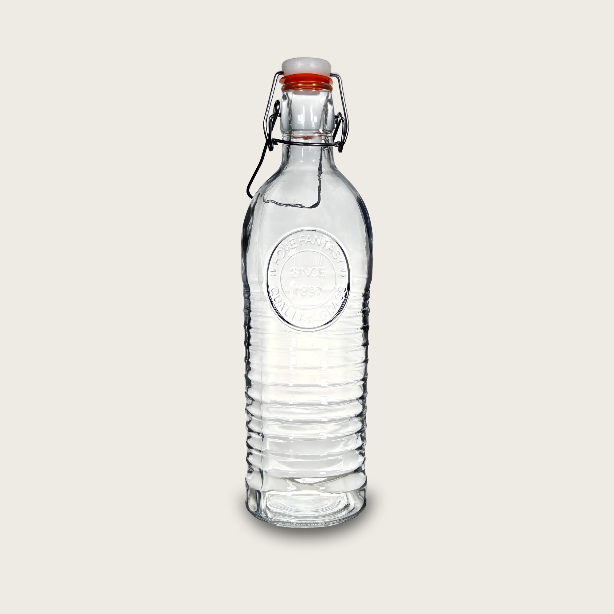 Bottiglia In Vetro Trasparente Con Tappo Ermetico 1 Lt