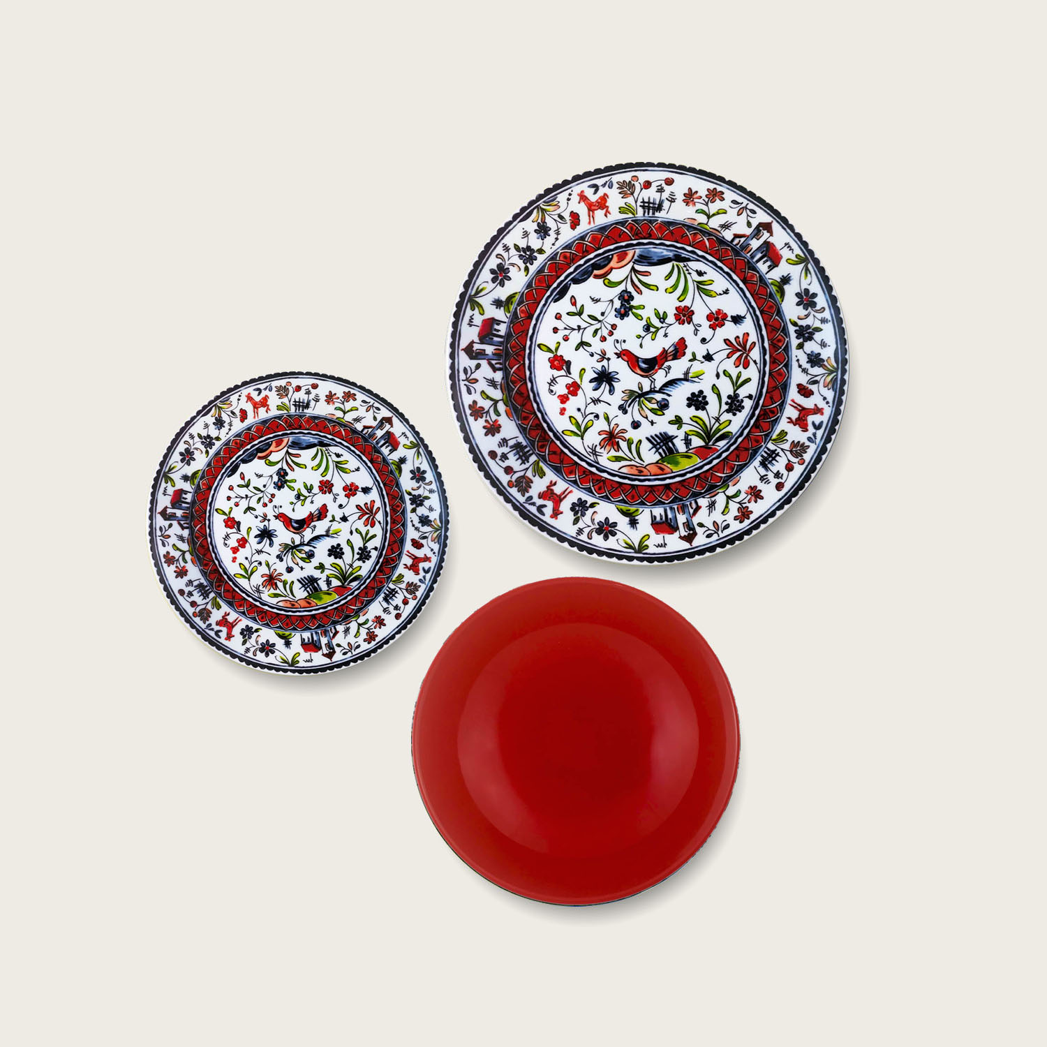 SET 18 PIATTI COORDINATI IN PORCELLANA RED
