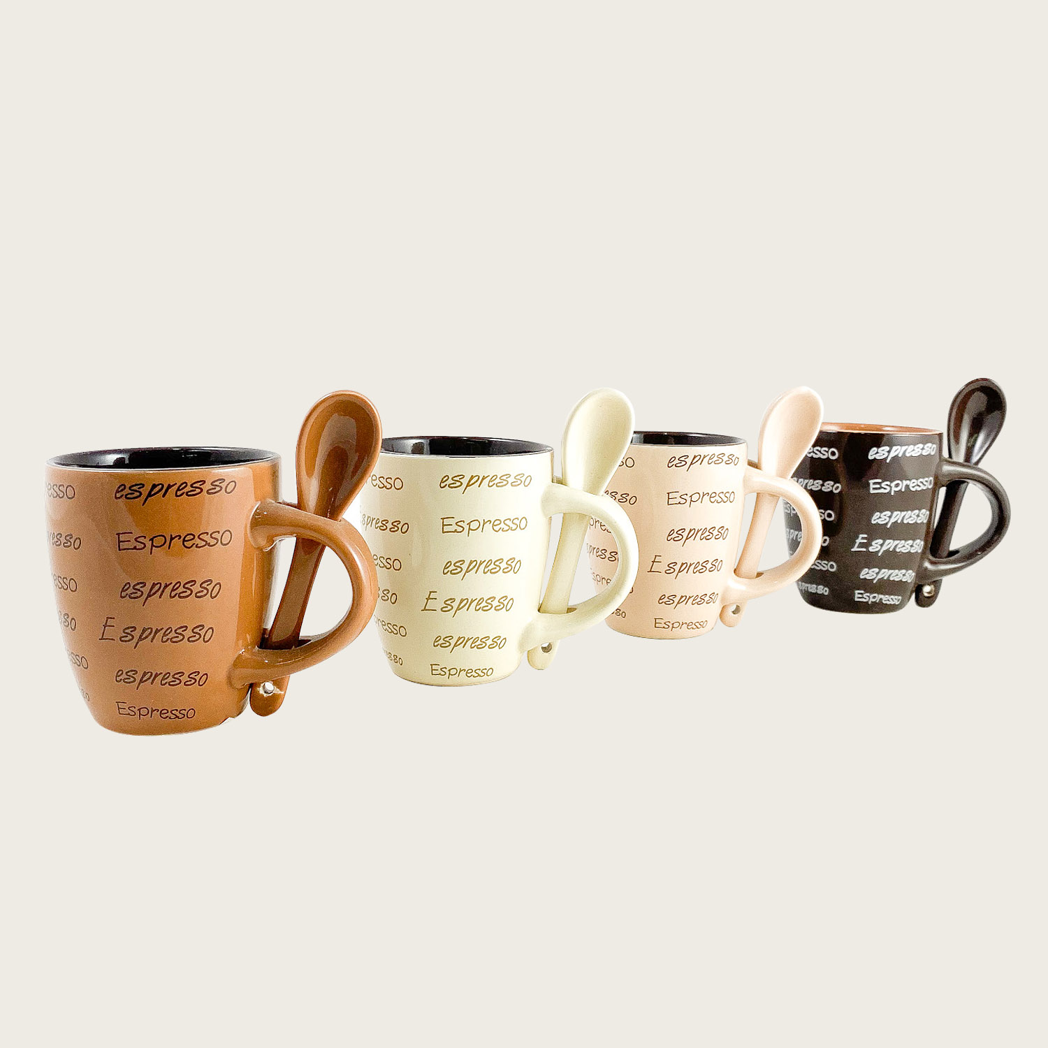 SET 4 TAZZE CAFFE' ESPRESSO CON CUCCHIAINO