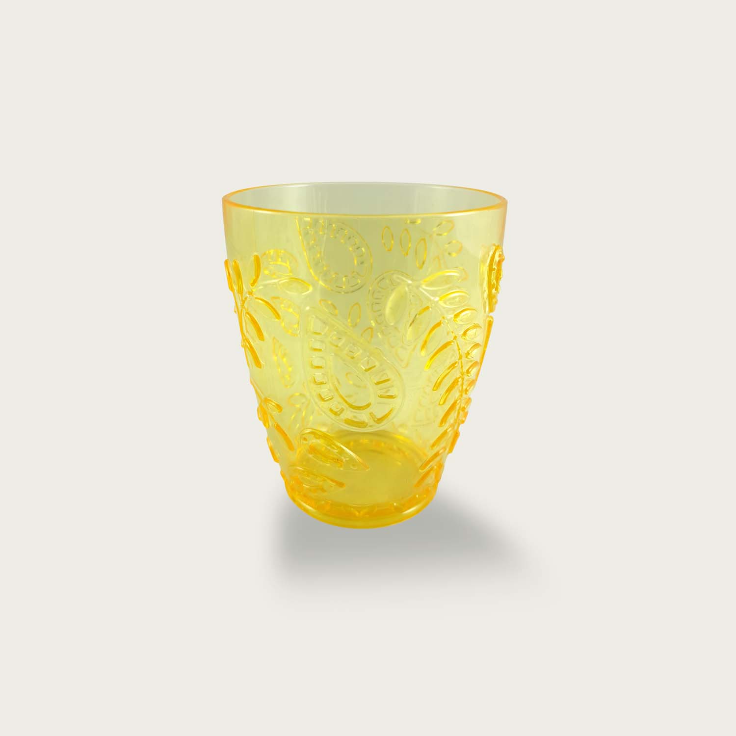 BICCHIERE GIALLO IN PLASTICA ACRILICA CRYSTAL DECORATA 40CL