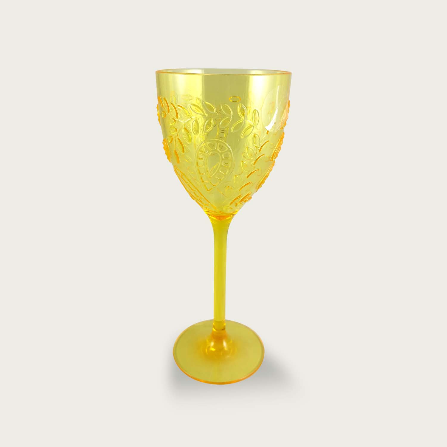 CALICE GIALLO IN PLASTICA ACRILICA CRYSTAL DECORATA 40CL