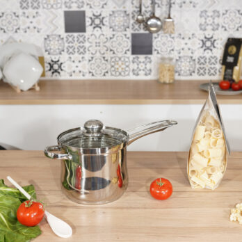 Pentola Friggitrice In Acciaio Inox Con Coperchio E Doppio Manico