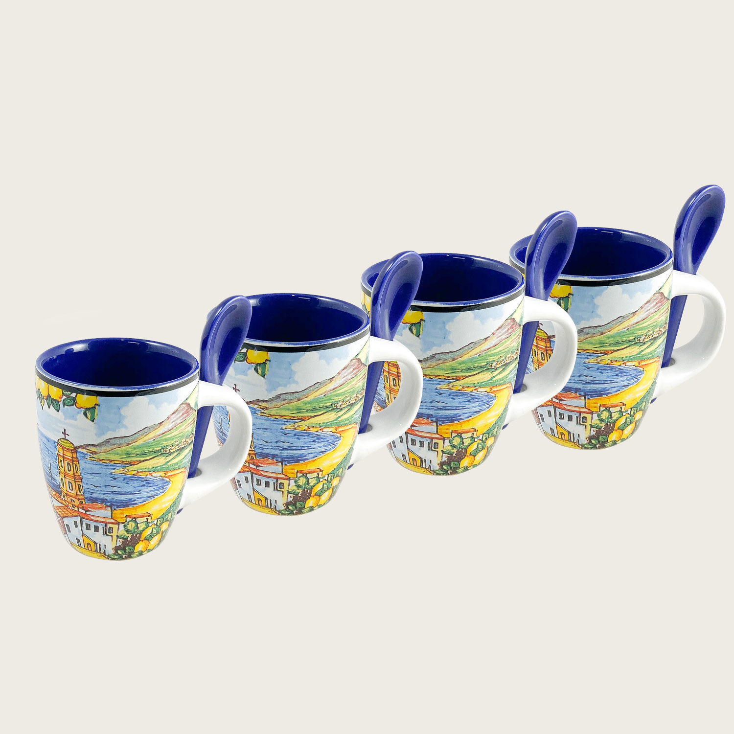 SET 4 TAZZE CON CUCCHIAINO AMALFI