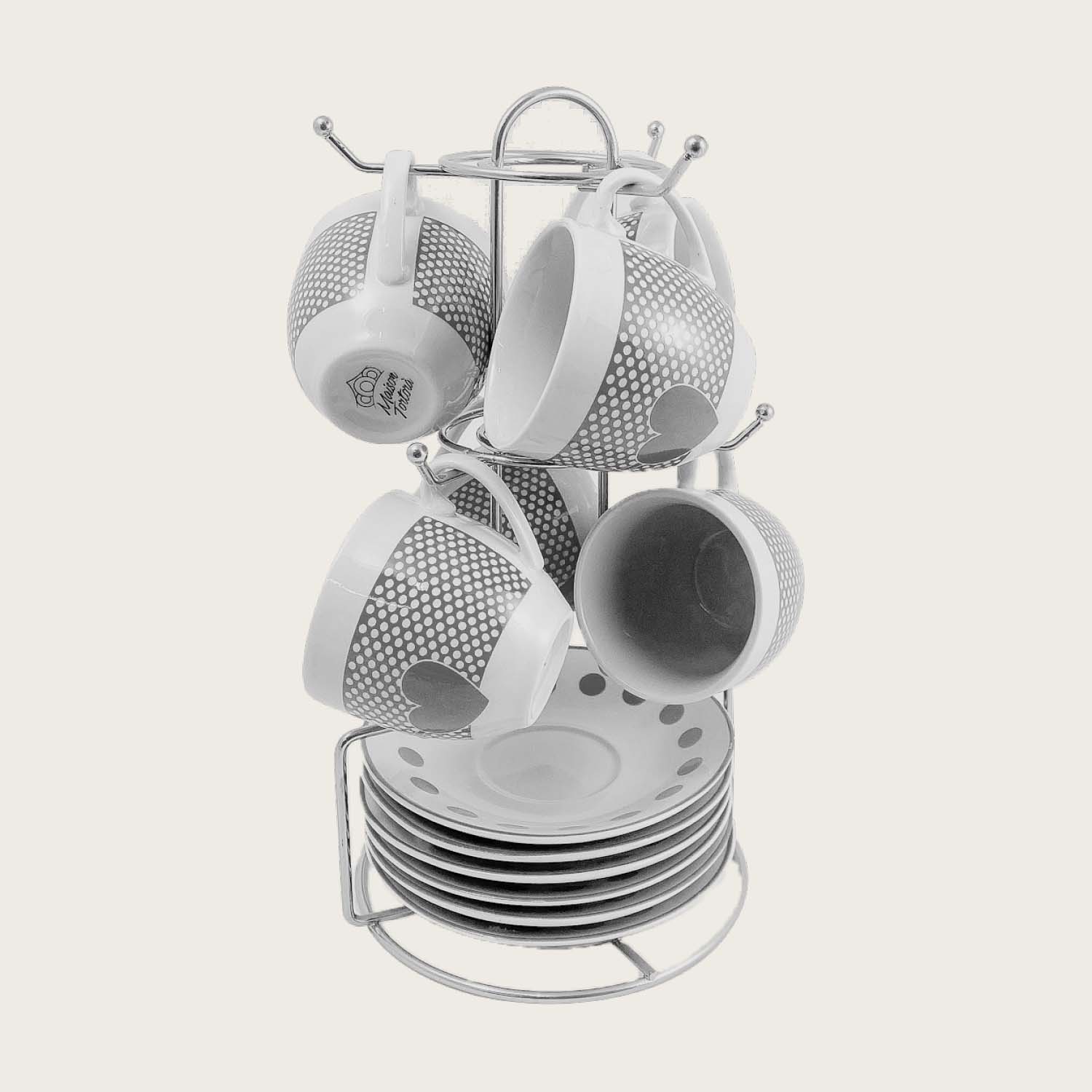 SET 6 TAZZE CAFFE' CON PIATTINO ED ESPOSITORE