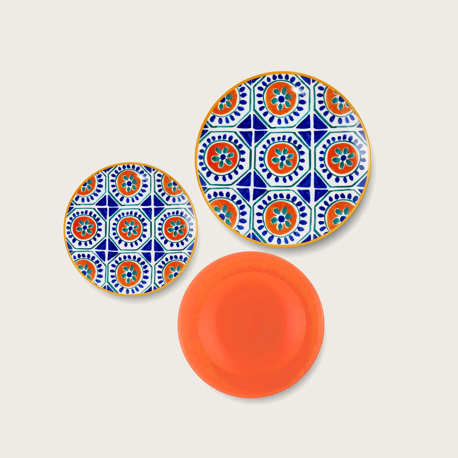 SERVIZIO 18 PIATTI COORDINATI ORANGE MAJOLICA IN PORCELLANA