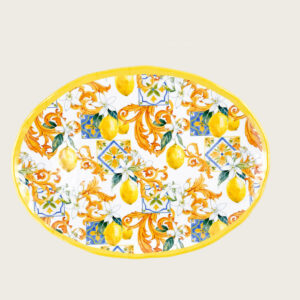 PIATTO PIANO OVALE IN MELAMINA DECORO LEMON