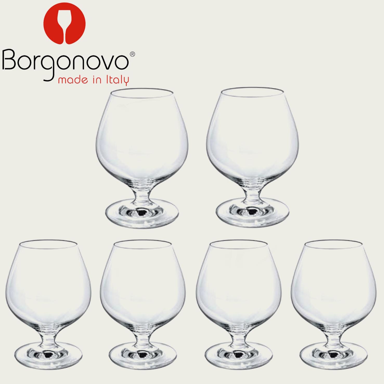 SET 6 CALICI BORGONOVO COGNAC 360CC