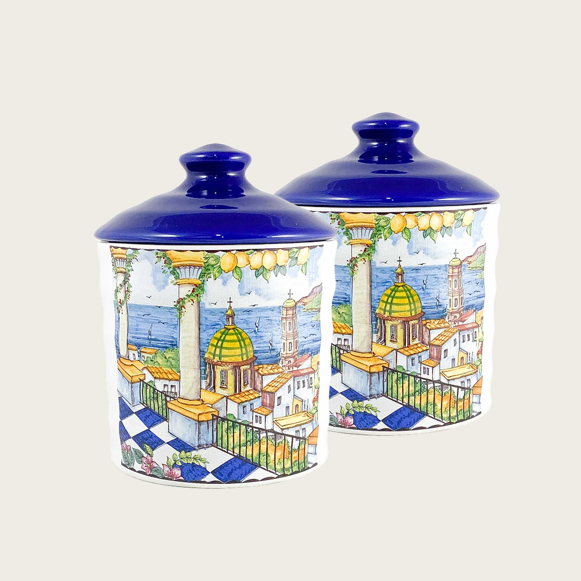 Bis Barattoli in Ceramica decoro Amalfi