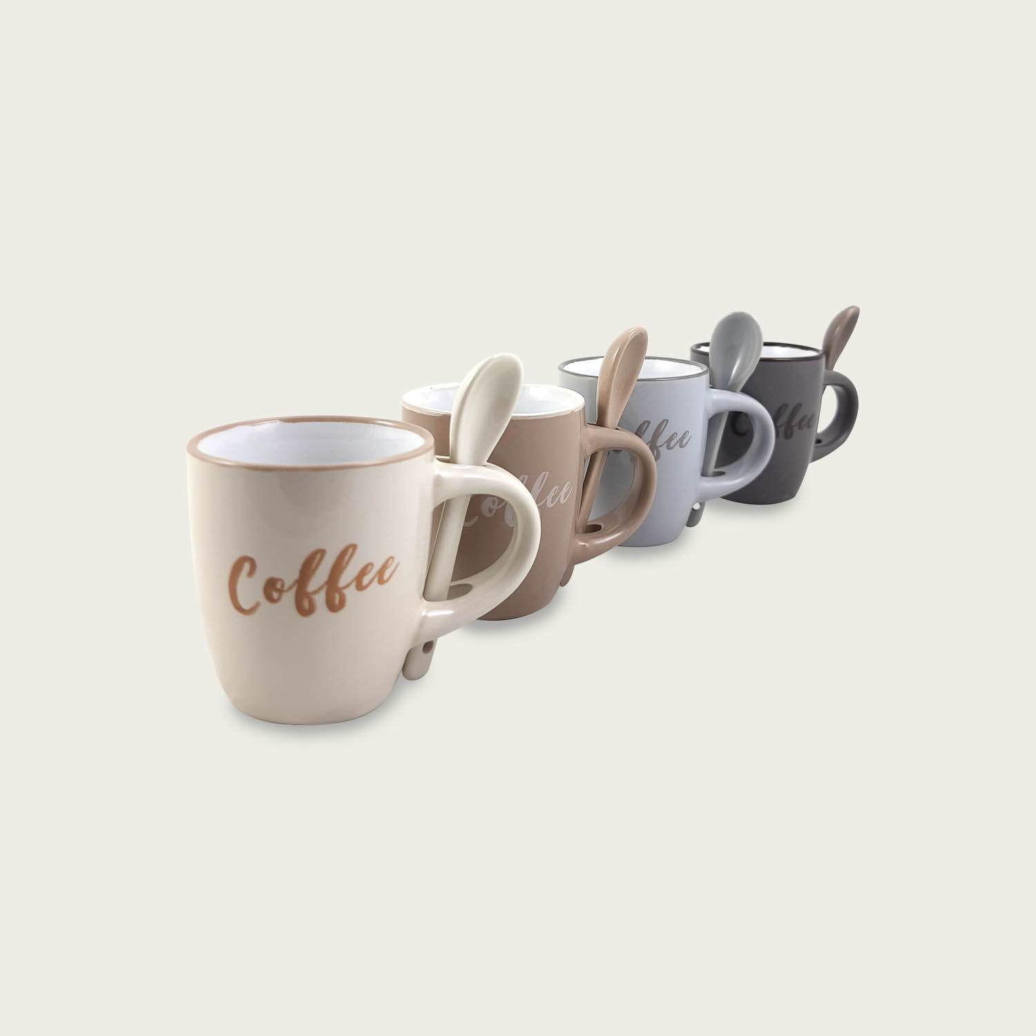 SET 4 TAZZE CAFFE' CON CUCCHIAINO DECORO COFFEE