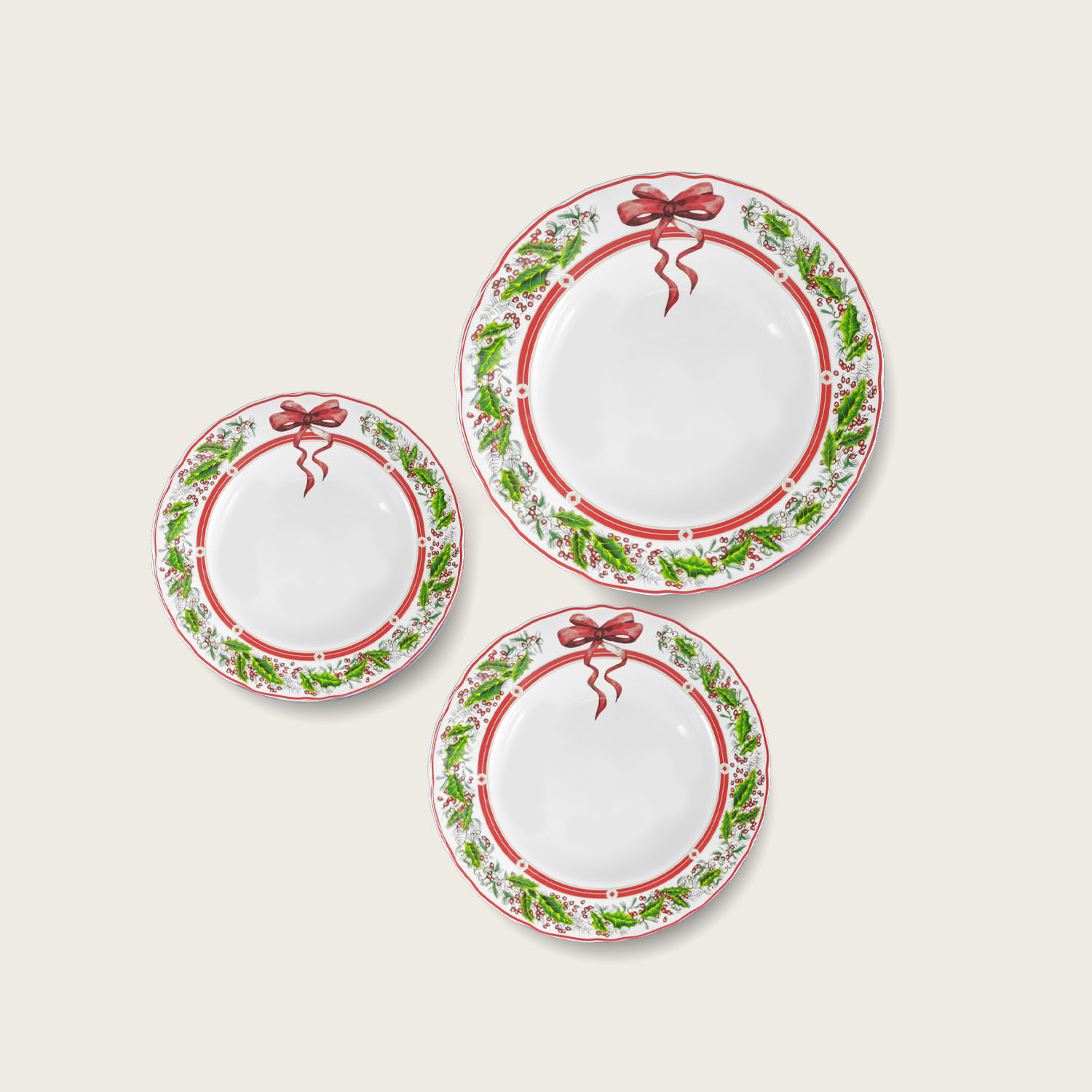 SET 18 PIATTI NATALE RIBBON