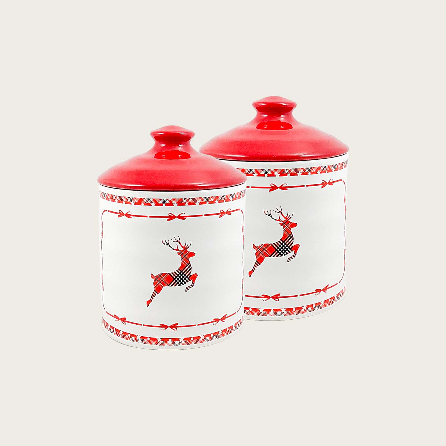 Set 2 barattoli renna in ceramica