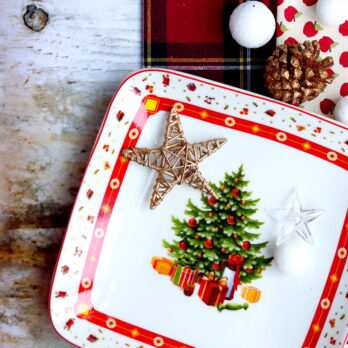 Vassoio Quadrato Christmas Tree In Porcellana
