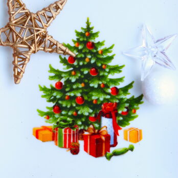 Vassoio Quadrato Christmas Tree In Porcellana