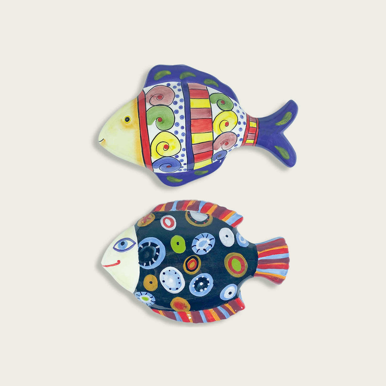 PESCE GRANDE DECORATO IN CERAMICA