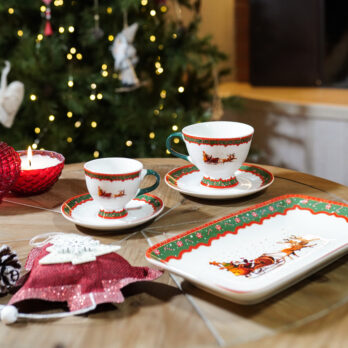 Vassoio Rettangolare Decoro Natalizio In Porcellana