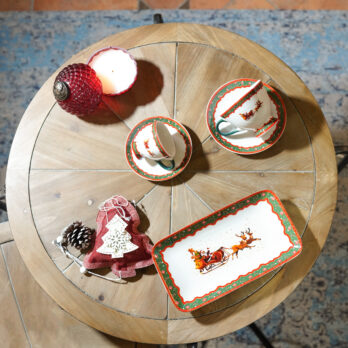 Vassoio Rettangolare Decoro Natalizio In Porcellana