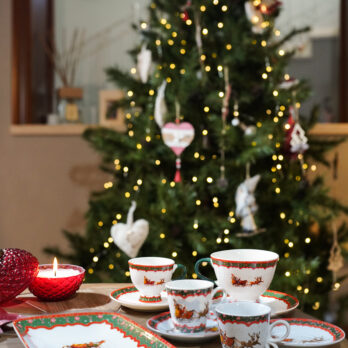 Vassoio Rettangolare Decoro Natalizio In Porcellana