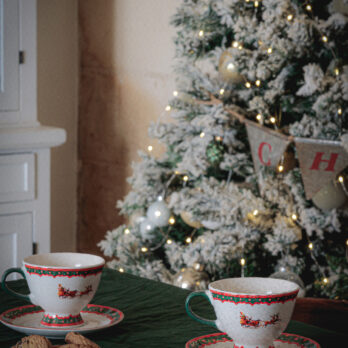 Vassoio Rettangolare Decoro Natalizio In Porcellana