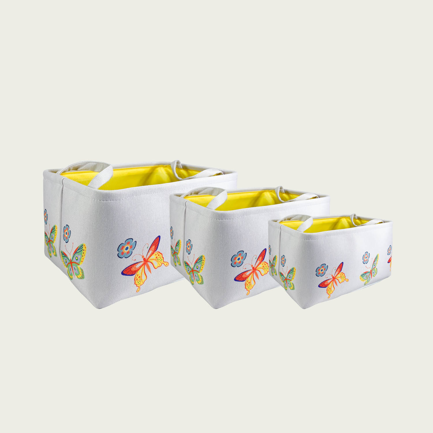 SET 3 CESTI CON DECORAZIONE FARFALLE