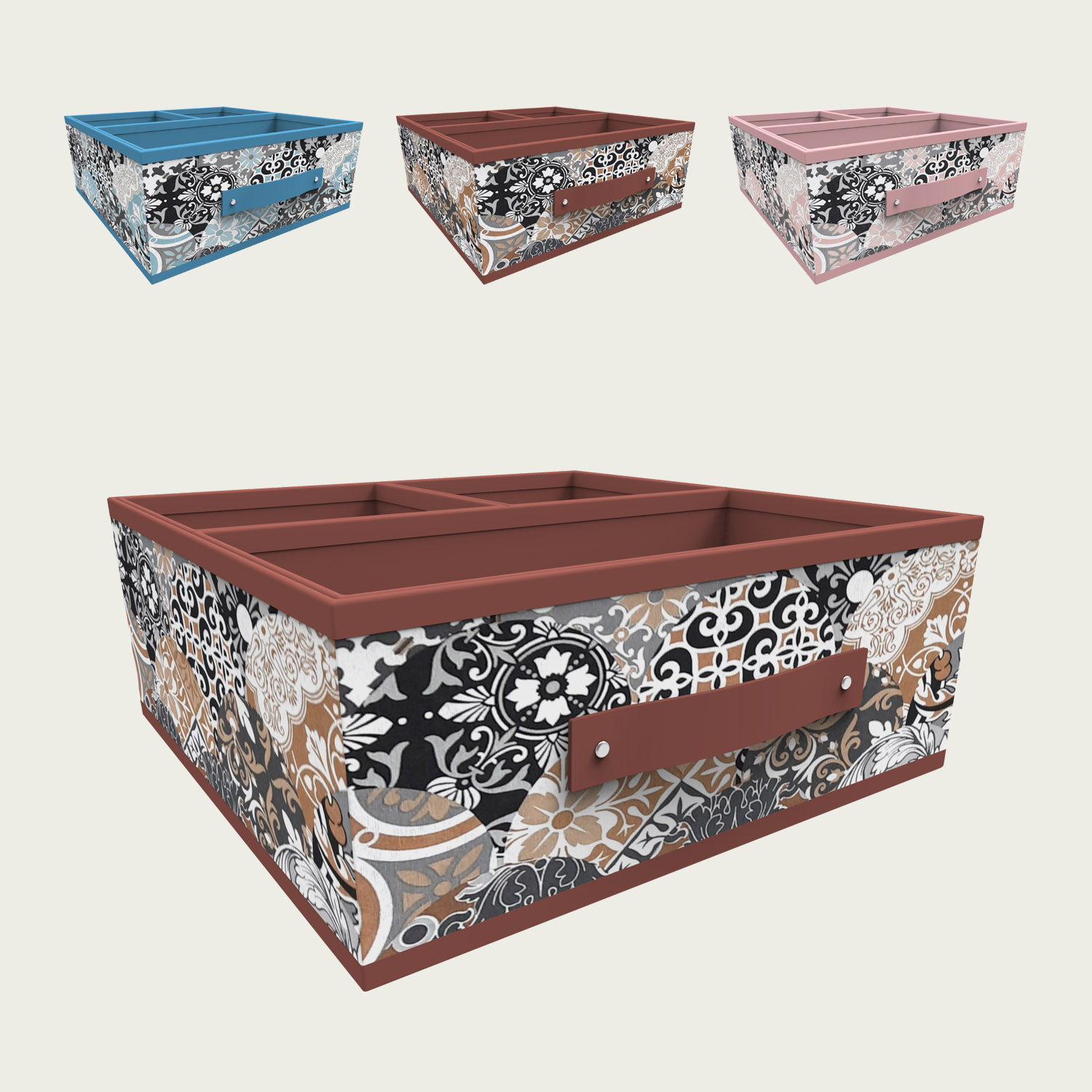 SET 4 SCATOLE ORDINE MOTIVO BAROCCO