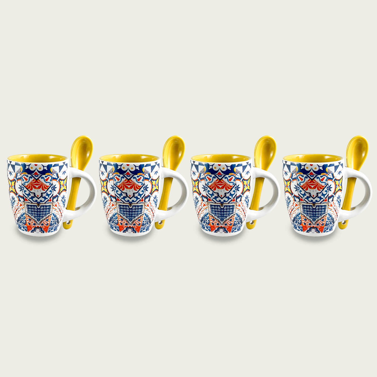 SET 4 TAZZE CAFFE' CON CUCCHIAINO FUERTEVENTURA