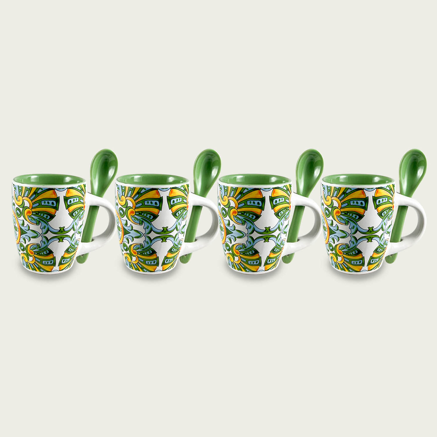 SET 4 TAZZE CAFFE' CON CUCCHIAINO SMERALDO