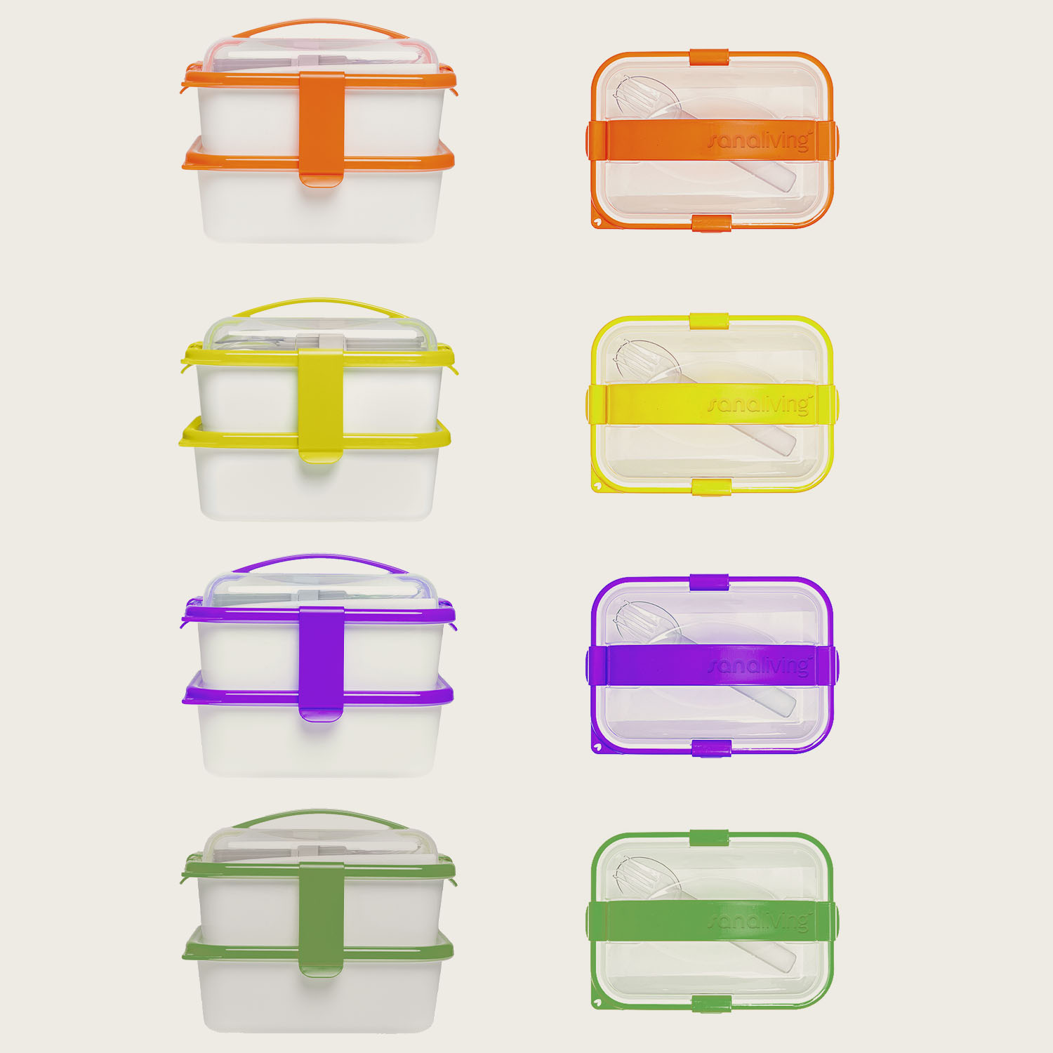 SET CONTENITORI IN PLASTICA LUNCH BOX CON POSATE