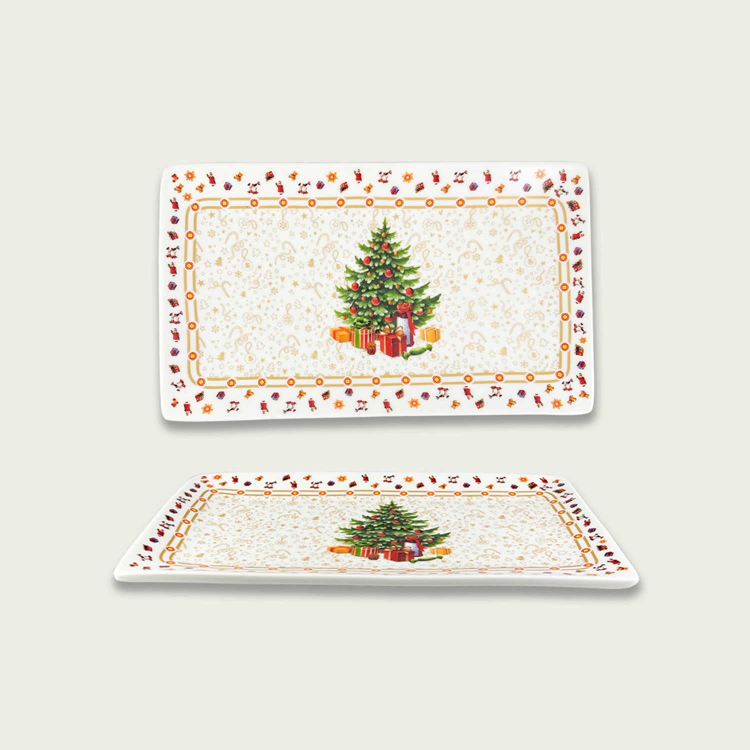 VASSOIO IN PORCELLANA CHRISTMAS TREE GOLD