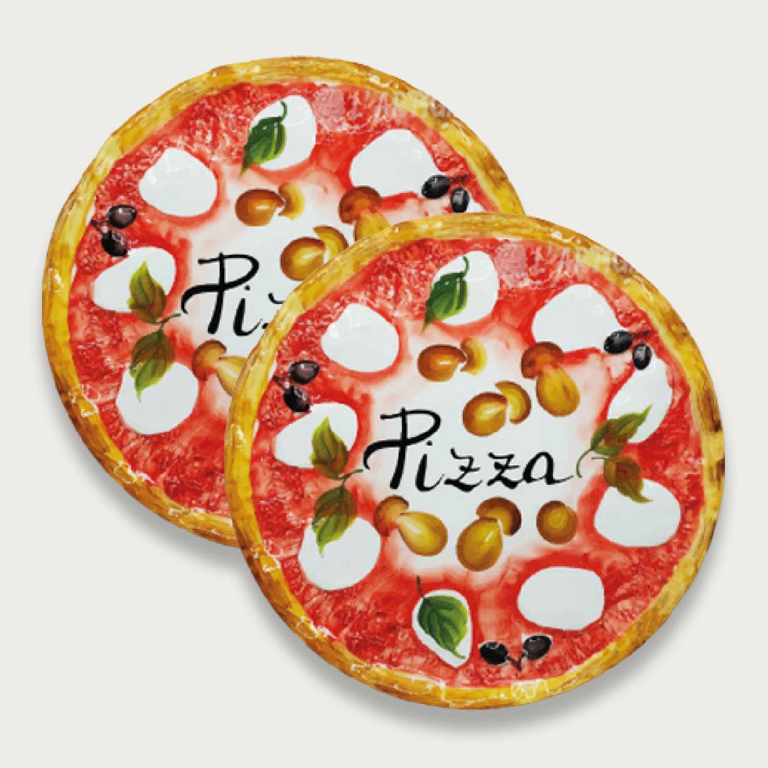 Set 2 Piatti Pizza Cm 33 Olive E Funghi - Arca Italy