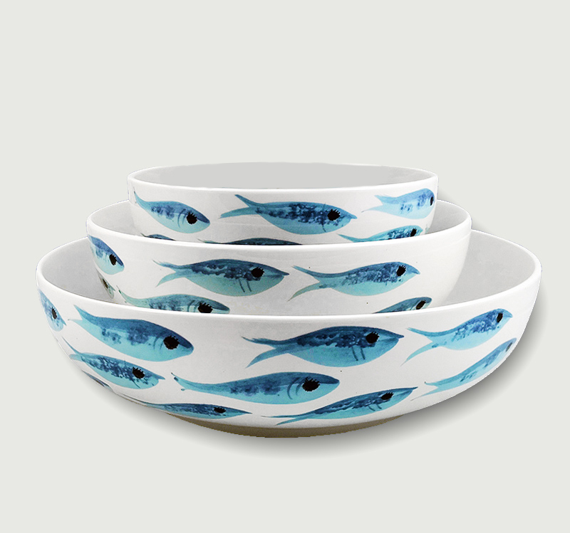 Set 3 Ciotole In Porcellana Fantasia Fish