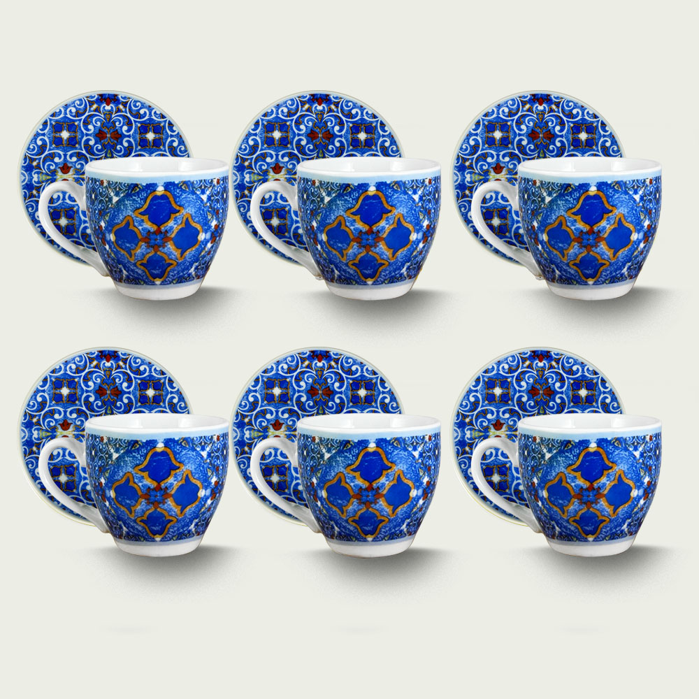 Set 6 Tazze Caffe' Con Piattino Ed Espositore Amalfi - Arca Italy