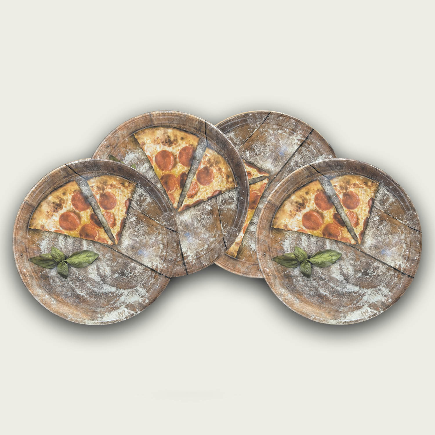 Set 4 Piatti Pizza Basilico Cm.31