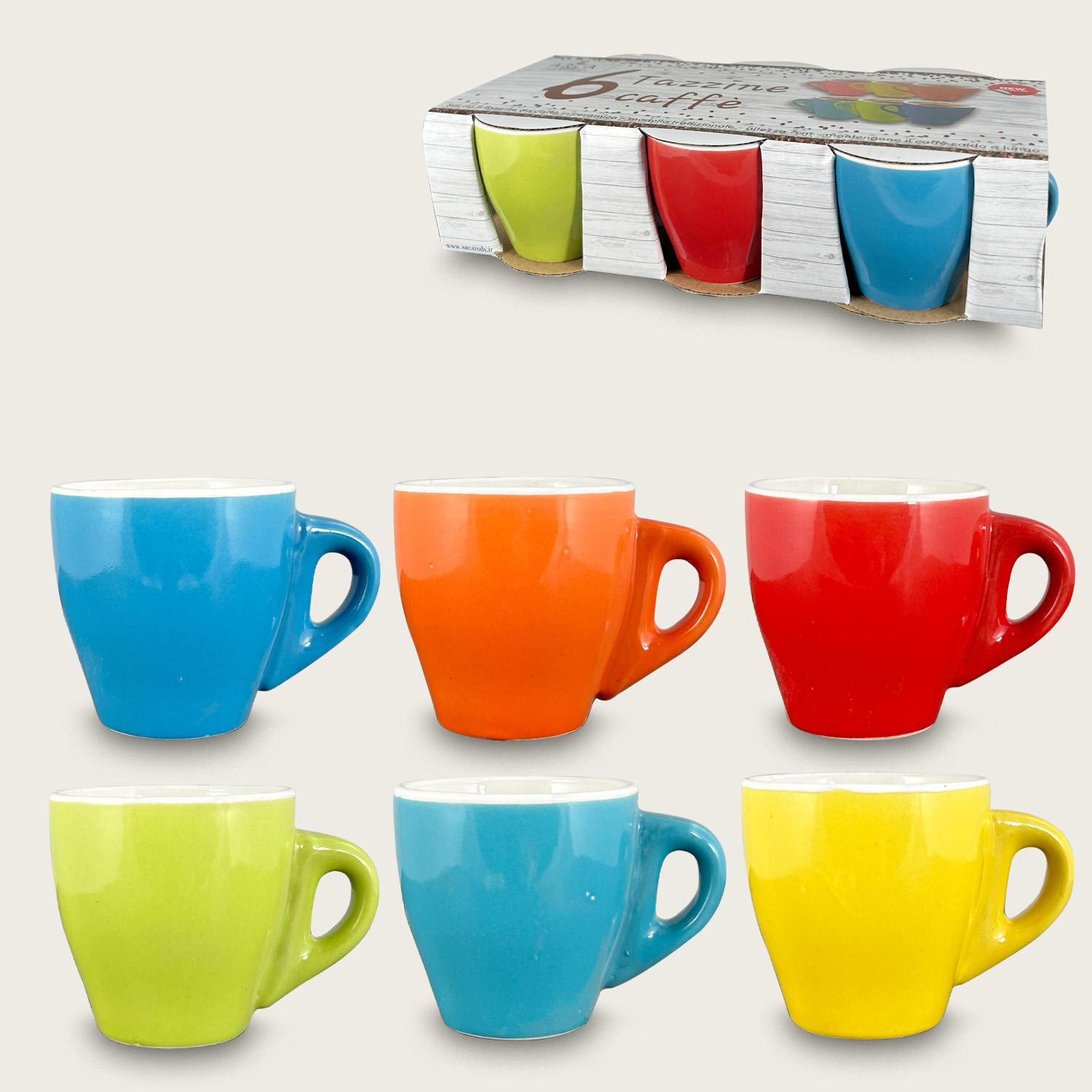 Set 6 Tazze Caffè Multicolor