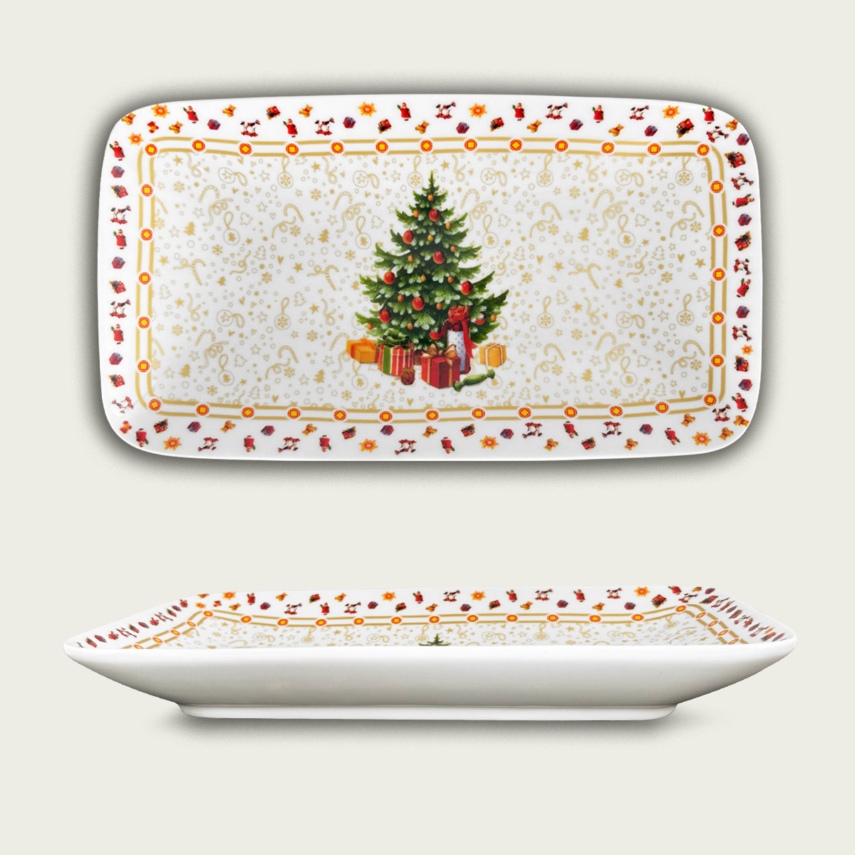 Vassoio Porcellana Christmas Tree Gold