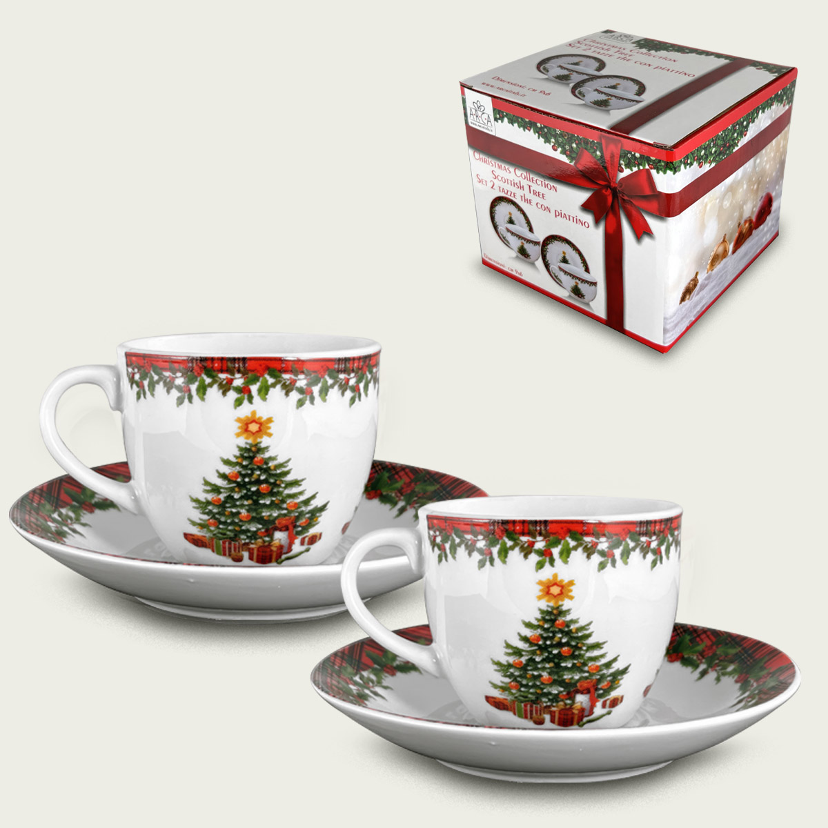 Set 2 Tazze Con Piattino Scottish Tree