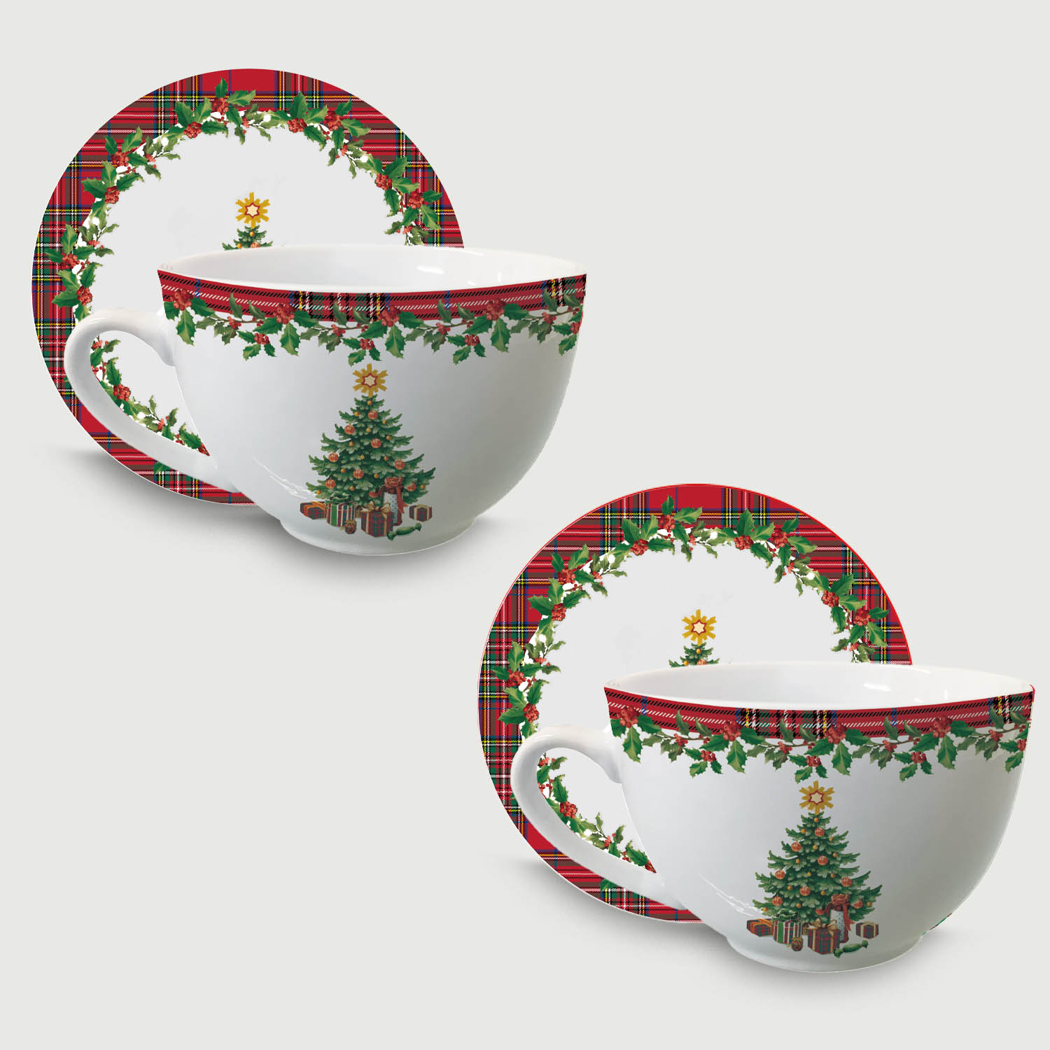Set 2 Tazze Con Piattino Scottish Tree