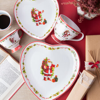 Piatto Cuore Santa Claus In Porcellana
