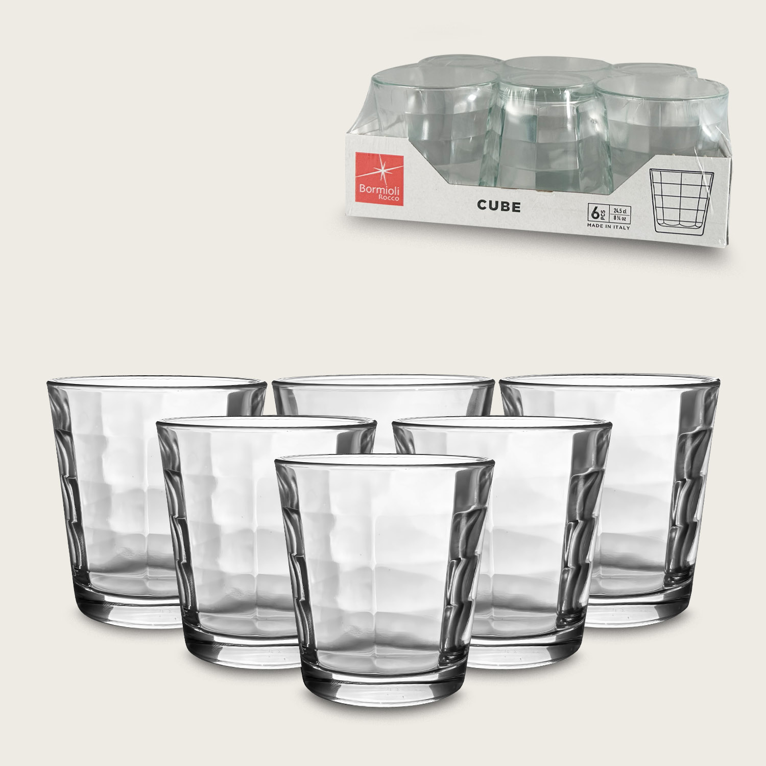 Set 6 Bicchieri Acqua Cube