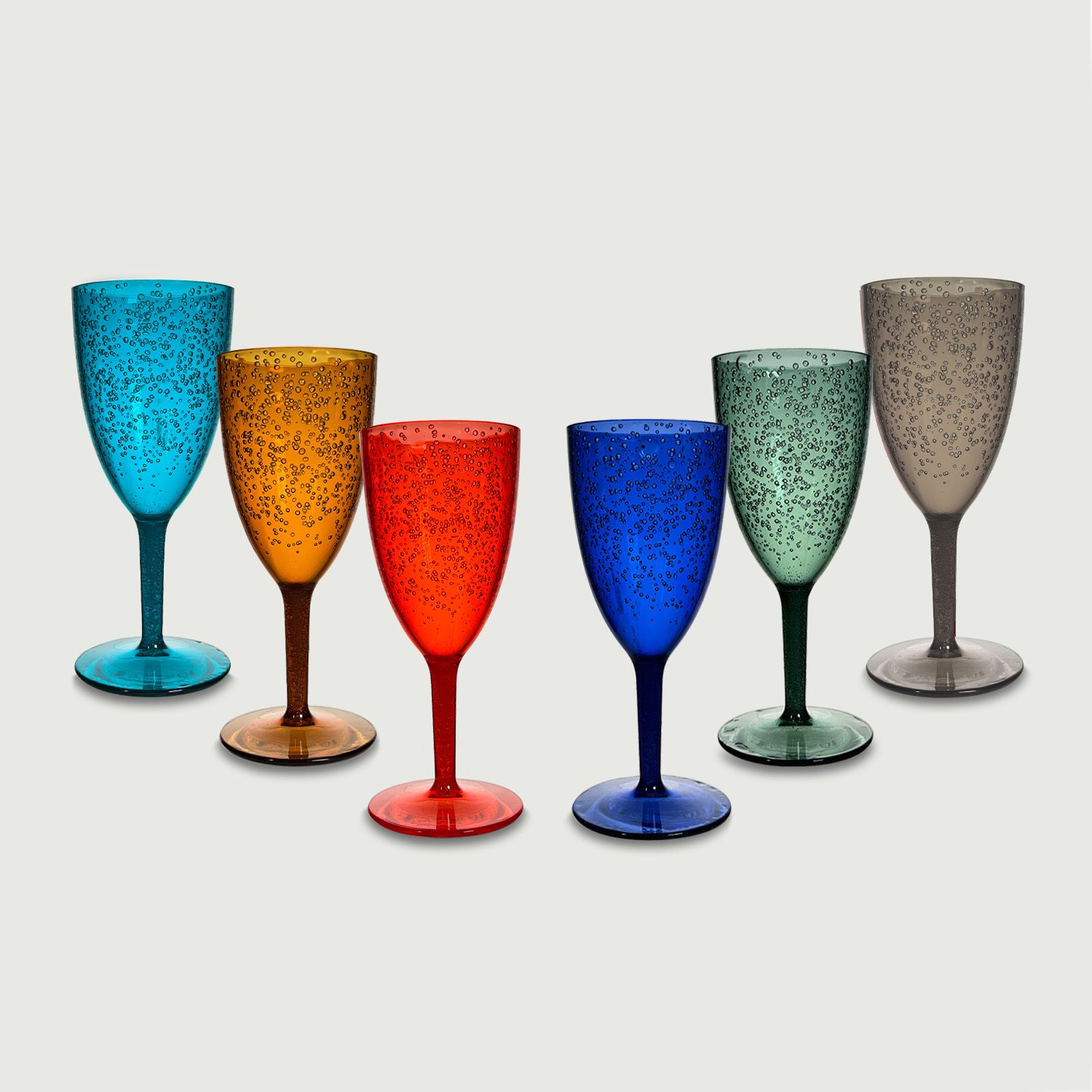 SET 6 BICCHIERI DA TAVOLA IN VETRO COLORATI PER ACQUA COCKTAIL DRINK BIBITE  VINO