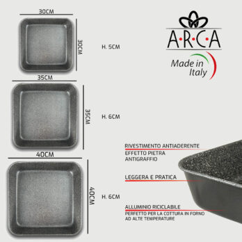 Set 3 Teglie Da Forno Quadrate