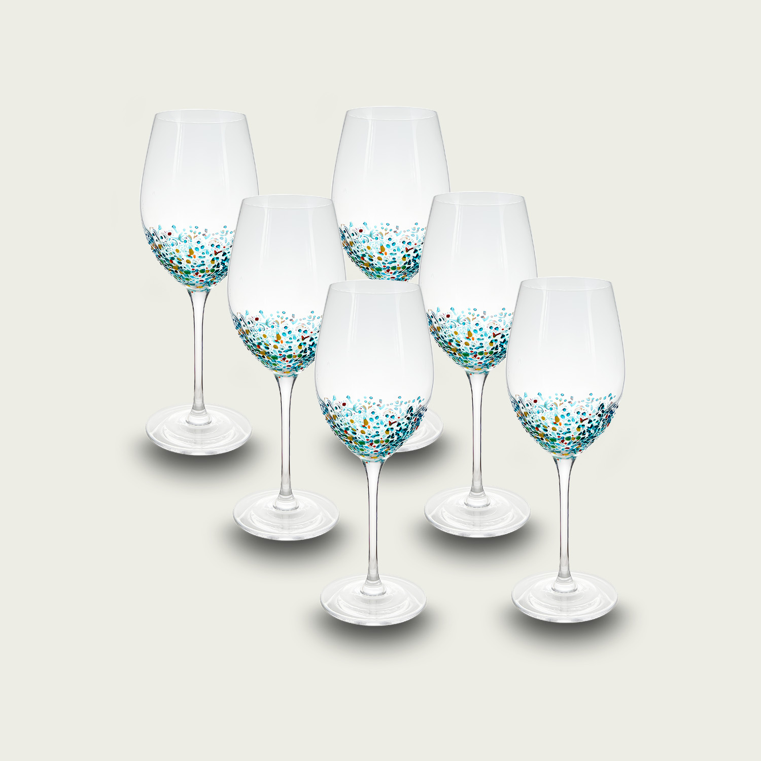 Set 6 Calici Excelsa Scratch - Vetro Multicolore, 23cm Di Altezza, Lavabili In Lavastoviglie